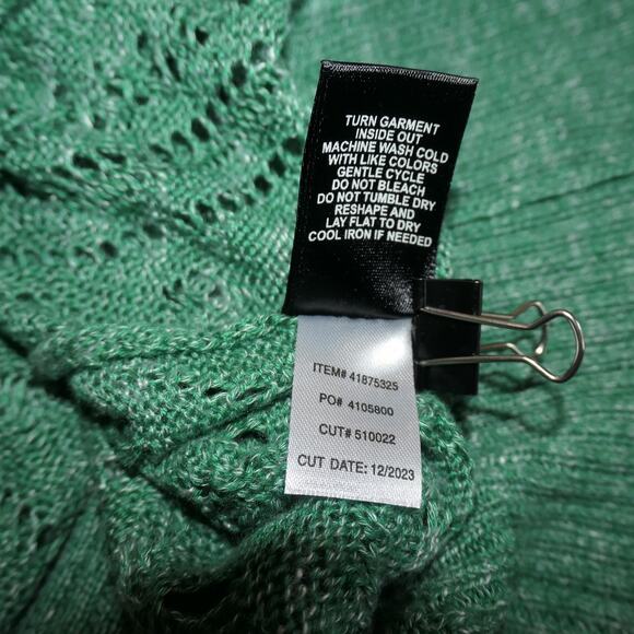 Torrid Sweater Womens 2X Green Open Knit Pullover Short Dolman Sleeve V Neck - Picture 10 of 10